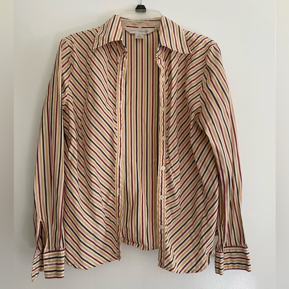 Petite Sophisticate Striped Button Down PS